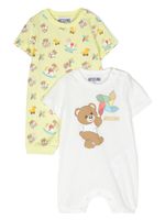 Moschino Kids lot de deux grenouillères à imprimé Teddy Bear - Vert