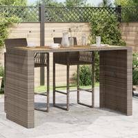 Tuintafel met acaciahouten blad 185x80x110 cm poly rattan grijs - thumbnail