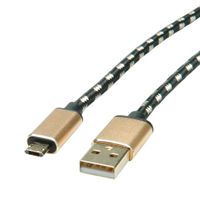 ROLINE 11.02.8820 USB-kabel USB 2.0 1,8 m USB C Micro-USB B Zwart, Goud