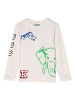 Kenzo Kids t-shirt en coton à imprimé Jungle Game - Blanc - thumbnail