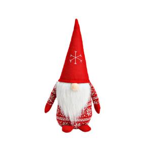 G. Wurm Pluche gnome/dwerg - kerstman pop/knuffel - rood - 16 x 20 x 40 cm   -