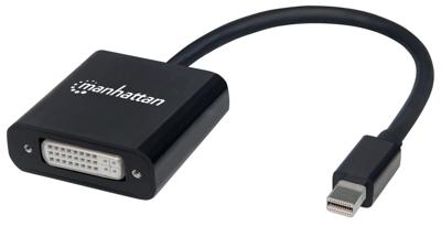 Manhattan 322485 Mini-displayport Adapter [1x Mini-DisplayPort stekker - 1x DVI-bus 24+5-polig] Zwart Afgeschermd, UL gecertificeerd 15.00 cm