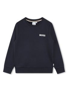 BOSS Kidswear logo-print cotton-blend sweatshirt - Bleu