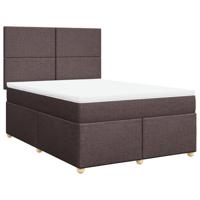 vidaXL Boxspring met matras stof donkerbruin 140x200 cm