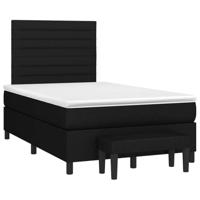 vidaXL Boxspring met matras stof zwart 120x190 cm, pocketveringbed, slaapmeubel, boxspring bed, bed, boxspringbed, eenpersoonsbed, bed met matras