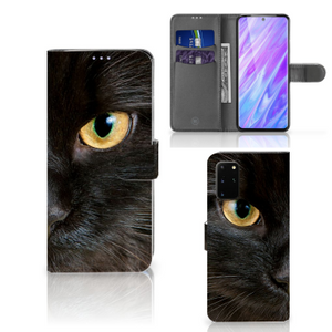 Samsung Galaxy S20 Plus Telefoonhoesje met Pasjes Zwarte Kat