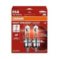 OSRAM NIGHT BREAKER SILVER, H4, halogeenkoplampen, hangende vouwdoos (2 lampen)