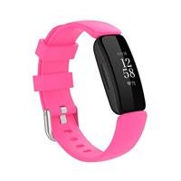 By Qubix - Compatible met Fitbit Inspire 2 & Ace 3 - Sportbandje met gesp - Maat: Large - Roze - Compatible fitbit bandje