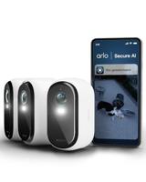 Arlo Essential 3 HD, WiFi-buitencamera, batterijduur 6 maanden, nachtzicht in kleur, licht, sirene, tweerichtingsaudio, 3 witte camera's