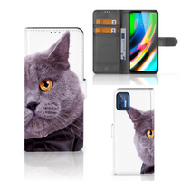 Motorola Moto G9 Plus Telefoonhoesje met Pasjes Kat - thumbnail