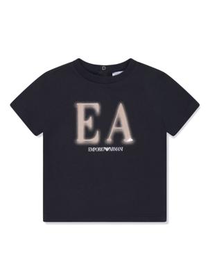 Emporio Armani Kids Katoenen T-shirt met logoprint - Blauw