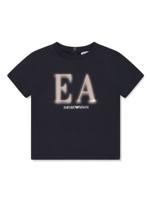 Emporio Armani Kids Katoenen T-shirt met logoprint - Blauw