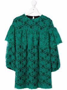 Andorine robe volantée à motif en dentelle - Vert