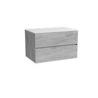 Storke Edge zwevend badmeubel 85 x 52 cm beton donkergrijs met Tavola enkel wastafelblad in solid surface mat wit - thumbnail