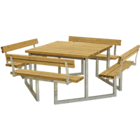 Picknicktafel Vierkant Twist Lariks 4 Rugleuningen