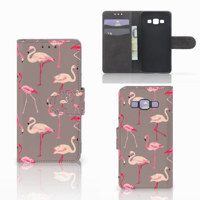 Samsung Galaxy A3 2015 Telefoonhoesje met Pasjes Flamingo