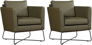 Set van 2 Olijfgroene leren moderne design fauteuils Crossover - Toledo Leer Olive (olijfgroen leer)