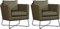 Set van 2 Olijfgroene leren moderne design fauteuils Crossover - Toledo Leer Olive (olijfgroen leer) - thumbnail