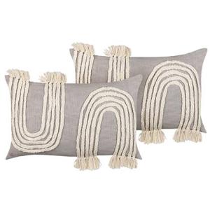 Beliani - OCIMUM - Sierkussen set van 2 - Grijs - 55 x 35 cm - Katoen