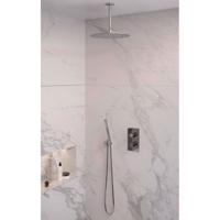 Regendoucheset 30 Inbouw Plafond Brauer Chrome Edition 30cm Rond Glans Chroom 2 Greeps 3-weg met Thermostaatkraan en Staafhanddouche