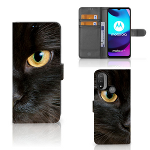 Motorola Moto E20 | E30 | E40 Telefoonhoesje met Pasjes Zwarte Kat