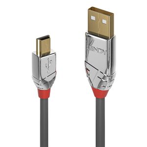 Lindy 36631 1m USB A Mini-USB B Mannelijk Mannelijk Grijs USB-kabel