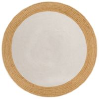 Vloerkleed rond gevlochten 120 cm jute en katoen wit en naturel