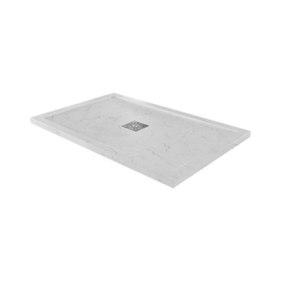 Linie Lido douchebak 120 x 80 cm composietmarmer witte marmer look leisteenstructuur Linie Lido douchebak 120 x 80 cm composietmarmer witte marmer look leisteenstructuur