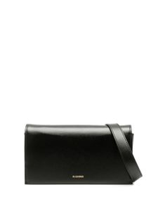 Jil Sander logo-debossed leather shoulder bag - Noir