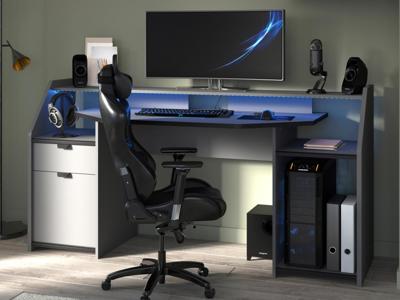 Bureau GAMER 180 cm donkergrijs/zwart