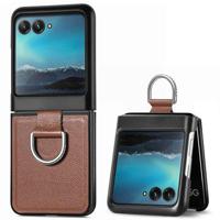 Motorola Razr 40 Ultra Gecoat Hoesje met Metalen Ring - Bruin