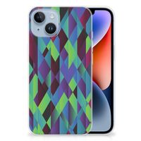 Apple iPhone 14 TPU Hoesje Abstract Green Blue - thumbnail