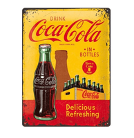 Wandbord Coca Cola Yellow in Bottles - thumbnail