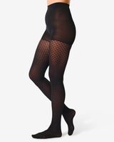 HEMA Fashion Panty Met Ruit 40 Denier Zwart (zwart)