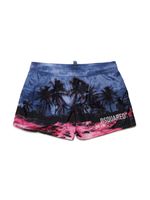 DSQUARED2 KIDS short de bain à imprimé palmier - Bleu - thumbnail