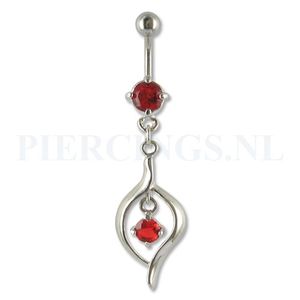 Navelpiercing hangend kristal rood