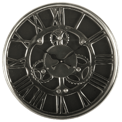 Wandklok Delani groot glans chroom