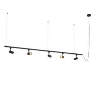 QAZQA - Modern Modern hangend railsysteem met 5 spots zwart 1-fase - Iconic Jeana | Slaapkamer | Keuken - Staal Langwerpig - GU10 Geschikt voor LED - Max. 5 x 50 Watt