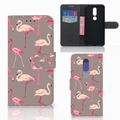 Nokia 7.1 Telefoonhoesje met Pasjes Flamingo Nokia 7.1 Telefoonhoesje met Pasjes Flamingo