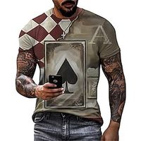 Voor heren Overhemd T-shirt T-shirts verontruste t-shirt Grafisch Geruit Poker Strakke ronde hals Zwart / Wit Rood / Wit Zwart blauw Paars 3D-afdrukken Grote maten Casual Dagelijks Korte mouw Kleding Lightinthebox - thumbnail