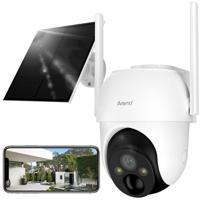 ARENTI buiten zonnestroom camera, 2K/3MP kleur nachtzicht, PIR-bewegingssensor, draadloos, cloud-opslag, IP65-waterbestendig,Alexa audio-compatibel
