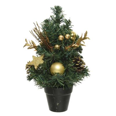 Compleet versierde miniboompjes goud 30 cm - Kunstkerstboom Compleet versierde miniboompjes goud 30 cm - Kunstkerstboom