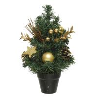 Compleet versierde miniboompjes goud 30 cm - Kunstkerstboom