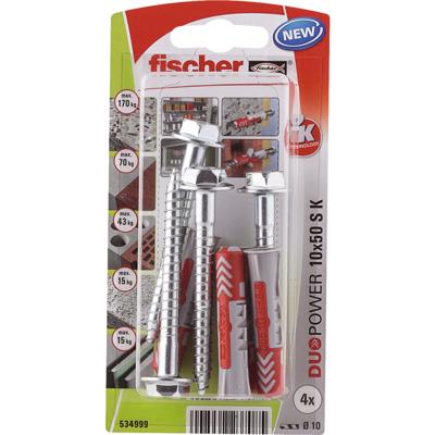 Fischer DUOPOWER 10 x 50 S lamellendeuvel 4 stuk(s) Metaal, Kunststof Rond