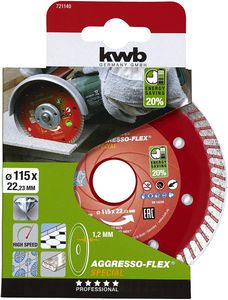 kwb 721140 Doorslijpschijf recht 115 mm 1 stuk(s) Beton, Graniet, Marmer, Keramiek, Tegels, Porseleinaardewerk, Natuursteen, Kunststeen