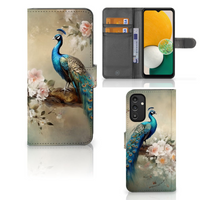 Telefoonhoesje met Pasjes voor Samsung Galaxy A14 4G Vintage Pauwen