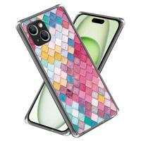 iPhone 15 Plus Stijlvolle Ultradunne TPU Hoesje - Regenboog Ruit