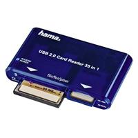 Hama Kaartlezer USB 2.0-35-In-1, SD/SDHC/SDXC, CF, MicroSD/SDHC/SDXC, Blauw