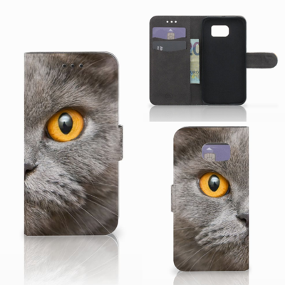 Telefoonhoesje met Pasjes Samsung Galaxy S6 Edge Britse Korthaar Telefoonhoesje met Pasjes Samsung Galaxy S6 Edge Britse Korthaar