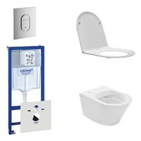 Praya Vesta Toiletset - spoelrandloos - inbouwreservoir - softclose - quickrelease - bedieningsplaat verticaal - chroom 0729205/0729240/sw95748/sw96079/